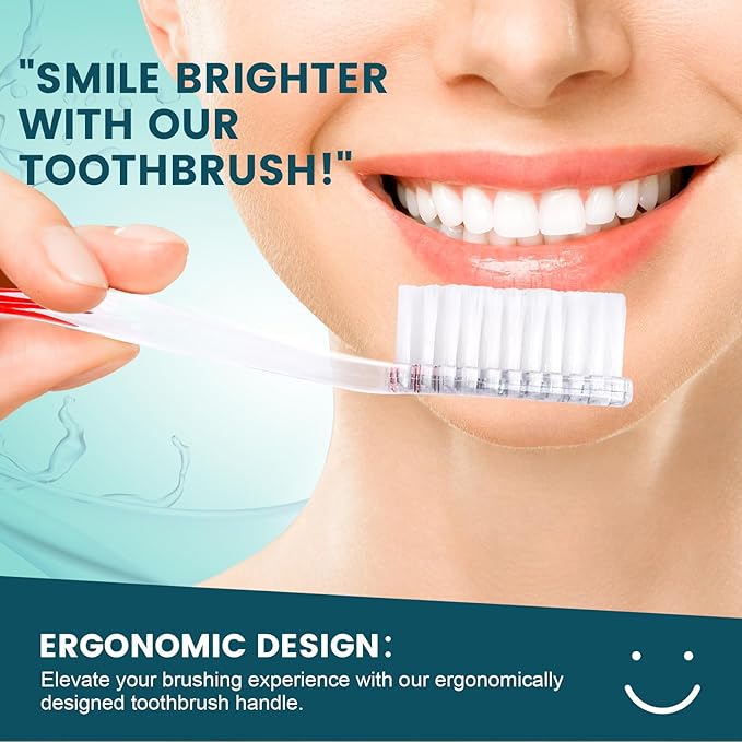 Navona 100 PCS Travel Toothbrush and Toothpaste Set Travel Toothpaste Bulk Toothpastes Individually Wrapped Bulk Toothbrush Ergonomics HandleMedium Soft Bristle Perfect for Hotel