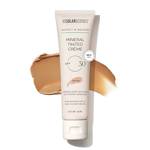 MDSolarSciences Mineral Tinted Cr?me Sunscreen SPF 30 | Water-Resistant Broad Spectrum UV Protection | Blendable Micronized Zinc Oxide Cream | Natural Matte Finish for All Skin Types (1.7 Fl Oz)