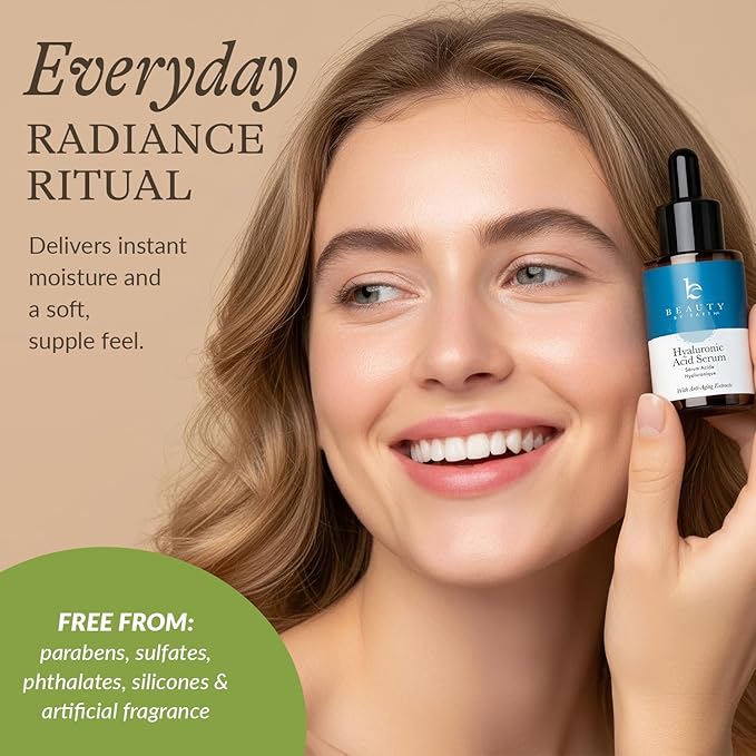 Hyaluronic Acid Serum for Face - USA Made with Natural &amp Organic Ingredients Hydrating Anti Aging Face Serum Softens and Smoothes Dry &amp Sensitive Skin Fragrance Free Day &amp Night Facial