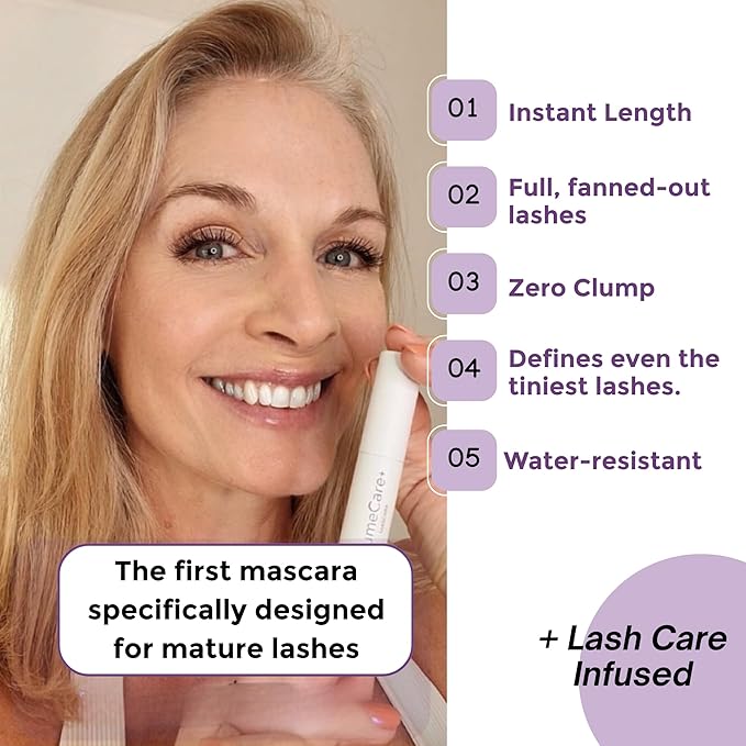 Rumi Cosmetiques VolumeCare+ Mascara For Mature Women - Extreme Length and Volume 2-in-1 Formula - No Clumps or Flaking Long-Wearing Hypoallergenic Mascara For Sensitive Eyes (Natural Black)