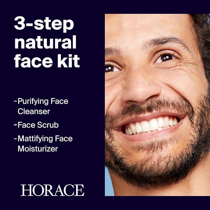 HORACE Gift Set with Purifying Face Cleanser Gentle Face Scrub and Mattifying Face Moisturizer - Skincare Set for Cleansing and Hydrating