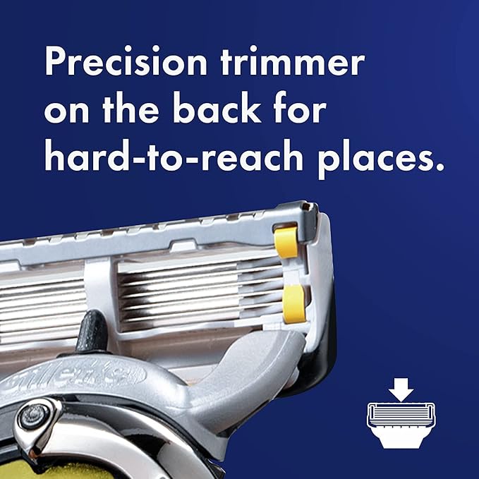 Gillette ProGlide Shield Men's Razor 5 Bladed Razor with Precision Trimmer Comfortglide Lubrication Glide and Comfort Handle + 4 Blade Refills Holiday Gifts for Men