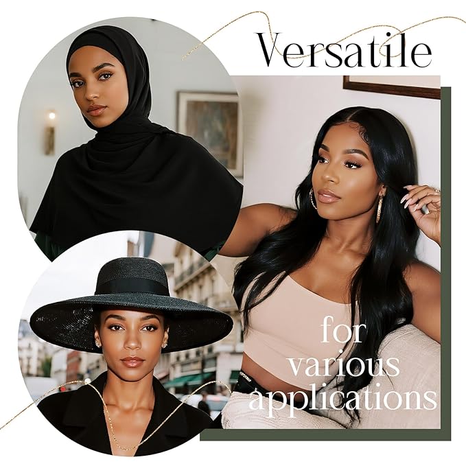 Wig Caps with Grip Band to Hold Wig in Place Soft Wig Caps for Women Non Slip Black 2 PCS