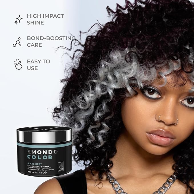 XMONDO Color Slate Grey Depositing Mask ? Semi-Permanent Grey Dye with Bond Booster &amp Hyaluronic Acid 8 oz