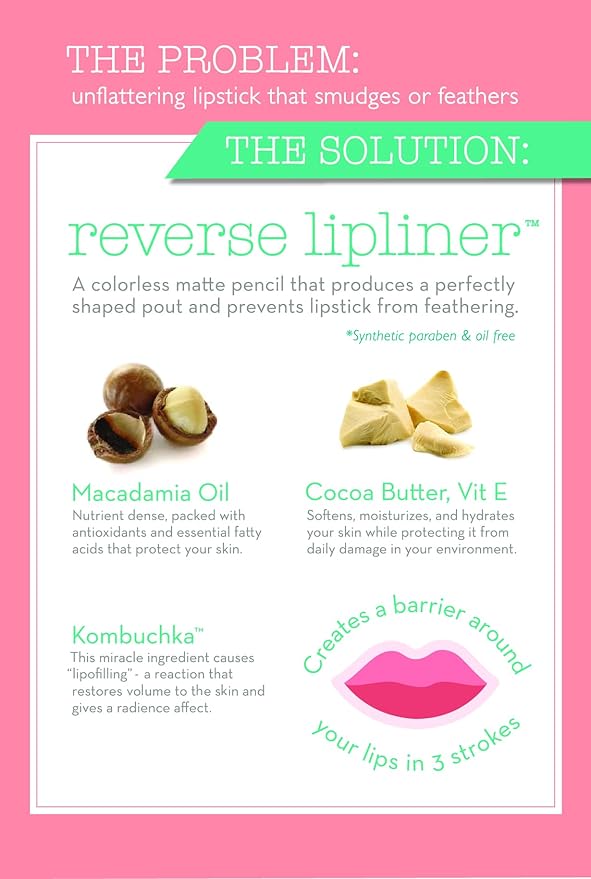 DuWop Cosmetics Reverse Lipliner Nude ? Colorless Matte Pencil to Perfectly Shape Lips and Prevent Lipstick Feathering