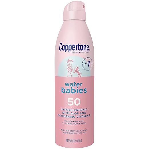 Coppertone WaterBabies Baby Sunscreen Spray SPF 50 Spray On Sunscreen for Babies Water Resistant 6 Oz Pack of 3