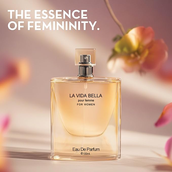 4 Piece Women Perfume Set RIO Sweet Crush Jasmine/Valentine Milano/La Vida Bella/Delilah Eau de Parfum Women's Fragrance Sets with Luxury Gift Box for Daily Use