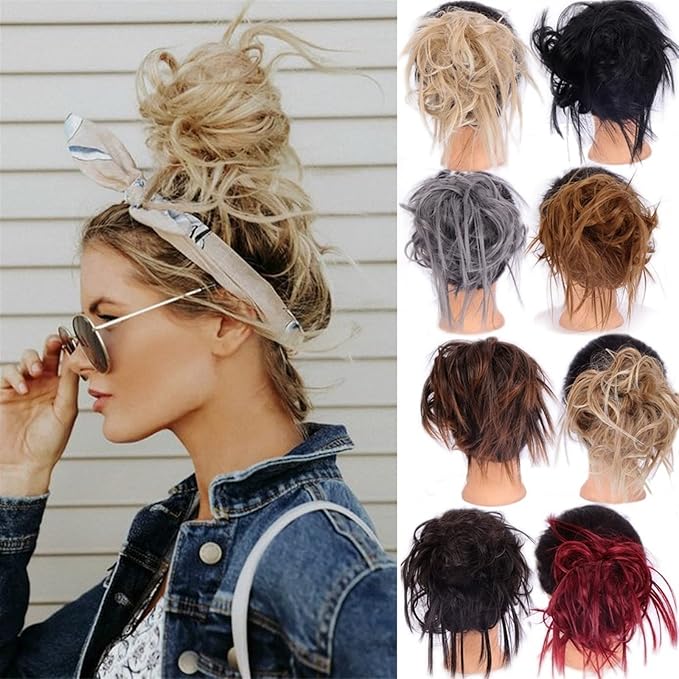 SONGCHAO Fake Hair Bun Messy Bun Hair Slice Ponytail Hair Extensions with Elastic Rubber Band Synthetic Fluffy Bun Women Wig Hair Bun Hair Accessories (Color : 003)