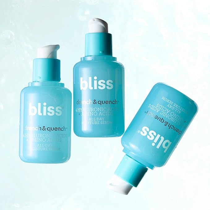 Bliss Hyaluronic Acid Drench &amp Quench Facial Serum ? Hydrating Serum for Dry Sensitive Skin - Lightweight Gel Formula for Deep Hydration &amp Plump Skin - Clean Cruelty-Free - 1 Fl Oz
