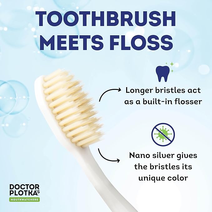 MOUTHWATCHERS Soft Flossing Toothbrushes Value Family Pack 4 Adult &amp 2 Kids Ultra Clean Manual Toothbrush Set for Sensitive Teeth &amp Gums by Dr. Plotka Assorted Colors