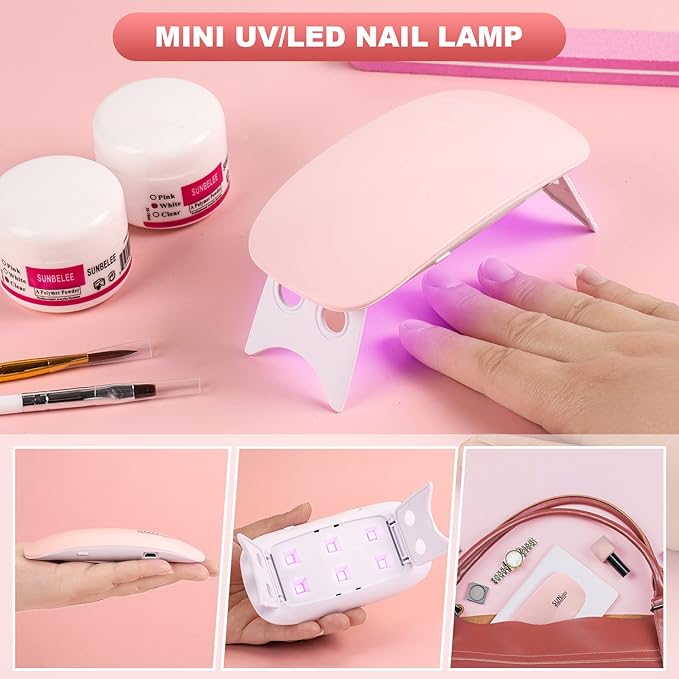 Professional Acrylic Nail Kit with UV Light Gel Polish Drill Art Tips &amp Decoration - DIY Nail Art Tool &amp Supplies
