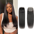 Lace Closure Straight Human Hair with HD Transparent Swiss LaceOiMiGO 5x5 Natural Black HD Lace Frontal Hair Pre Plucked &amp Bleached Knots(20Inch)