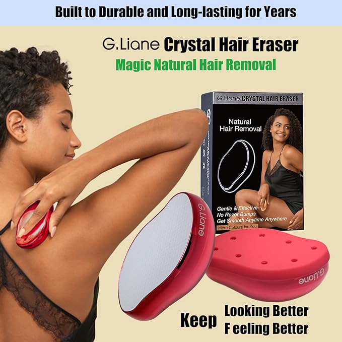 Crystal Hair EraserUpgraded Painless Crystal Hair RemoverEffective Nano Glass Hair Removal Device and Skin ExfoliationBody Epilator for Women and Men(Red)