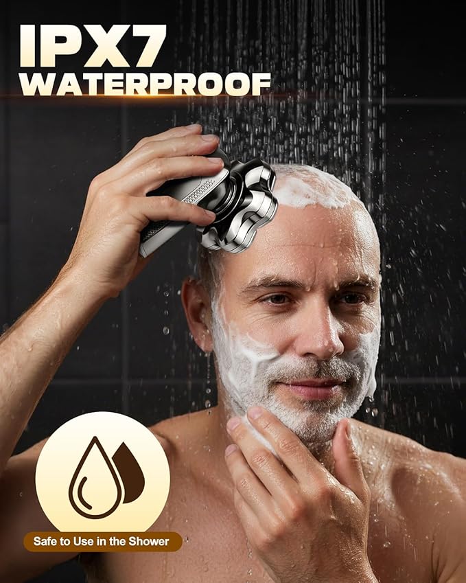 Head Shavers for Bald Men 7D Upgraded Detachable Head Shaver - IPX7 Waterproof Wet Dry 5-in-1 Grooming Kit Electric Razor Ideal Gift for Men