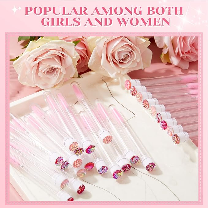 200 Pieces Mascara Wand Tube Set 100 Pcs Lash Spoolies for Eyelash Extensions 100 Pcs Diamond Empty Mascara Brush Disposable Colorful Eyebrow Applicator Makeup Tool Mix Color (Cute)