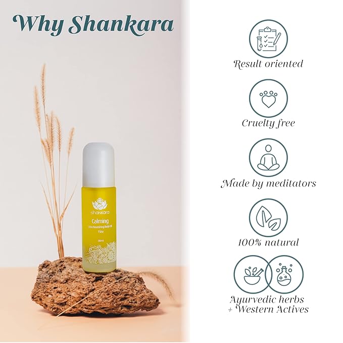 Shankara Calming Body Oil for Women and Men with Avocado Sesame Almond Jasmine Vetiver and Borage ? Perfect Moisturizing Body Oil for Relaxing Mind and Body. (30ml/1 bottle)