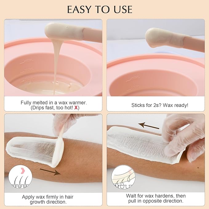 KOTAMU Waxing Kit-Professional Wax Warmer for Women&amp Men Hair RemovalBlack Waxing Machine With Silicone Pot Sensitive Skin Friendly Body Wax Kit Ideal for Face Bikin Brazilian Leg Home Salon