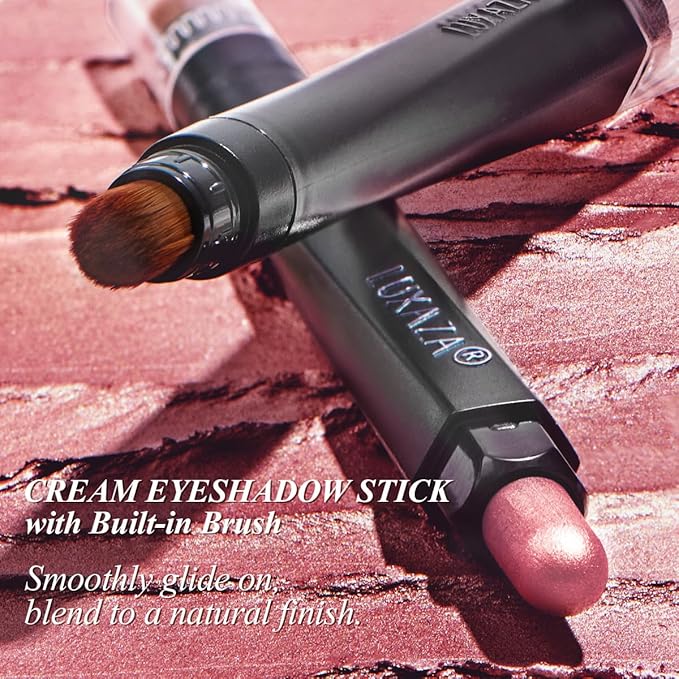 Red Eyeshadow Stick Makeup Set 10PCS Neutral Shimmer And Matte Cream Eye Shadow Palette Metallic Bronze Smoky Eyeliner Brightener Crayon Pencil Kit Ideal Gift for Women -Cashmere Blush