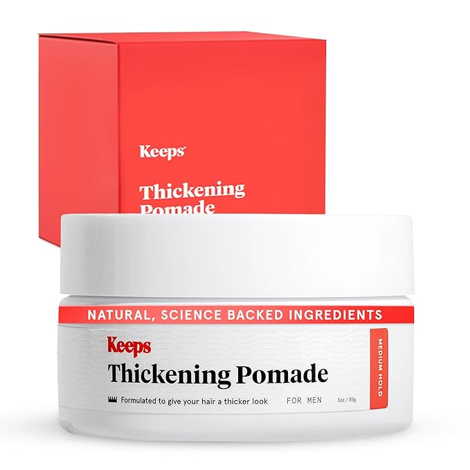 Keeps Matte Thickening Pomade for Men - Natural Ingredients for Fuller Hair: Biotin Caffeine Green Tea &amp Saw Palmetto - All-Day Medium Hold for All Styles