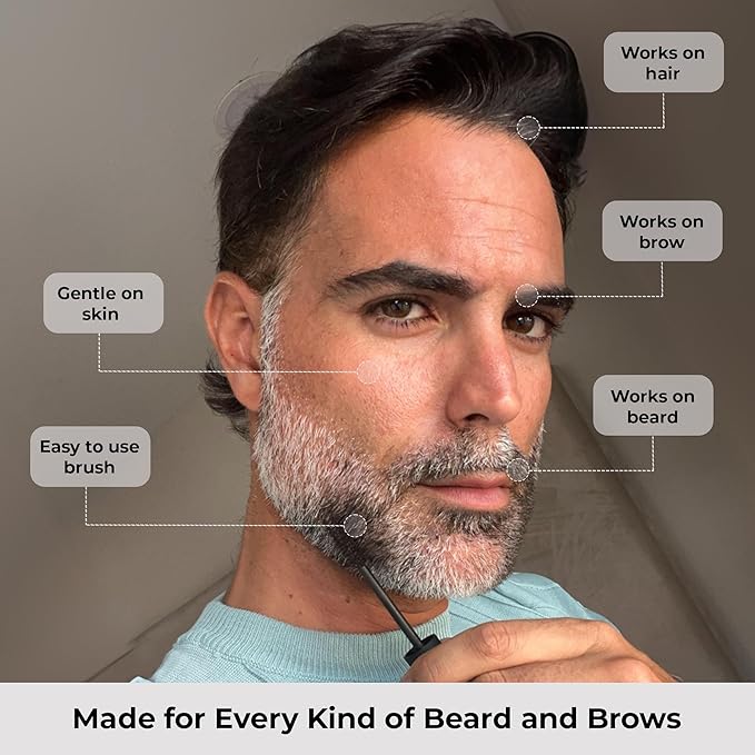 Simpler Hair Color Touch Up Temporary Beard Dye for Men for Gray Hair Coverage - Natural Clean Ingredients - Hypoallergenic Reusable Instant Beard Dye for Sensitive Skin (Brown Black)