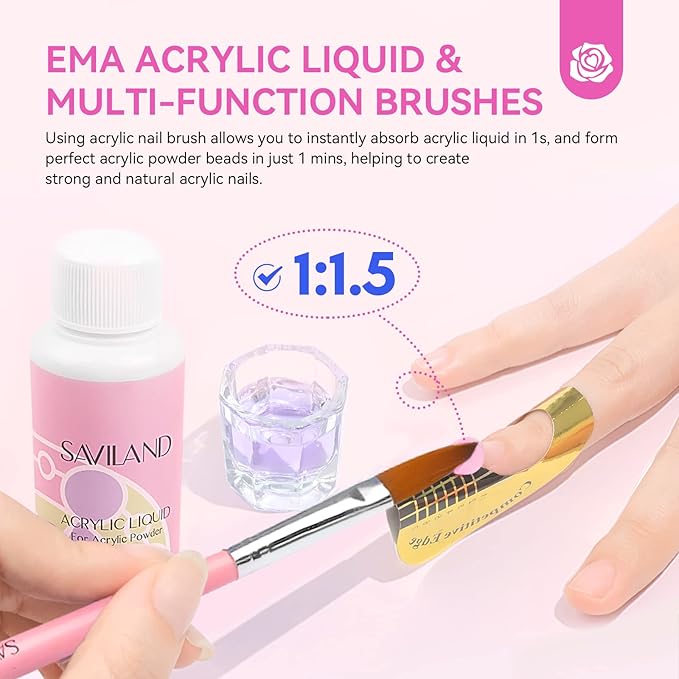 SAVILAND Acrylic Nail Kit with Drill and U V Light ? Clear White Pink Acrylic Powder Black Red White Gel Nail Polish Nail Tools for Nail Art Gel Nails DIY