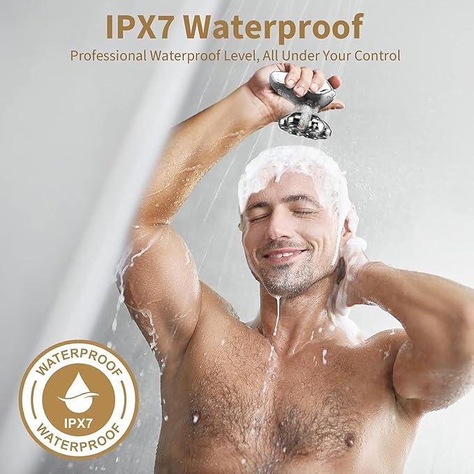 SHPAVVER Head Shavers for Bald Men: 5-in-1 Electric Razor - IPX7 Waterproof Shaving Grooming Kit for Balder - Turbo Speed &amp Precision Blades (White Silver)