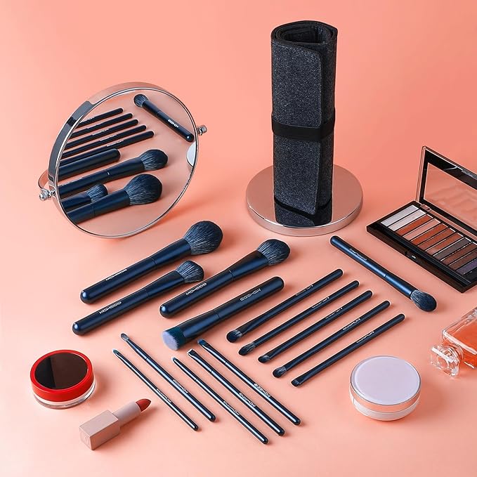 Makeup Brush Set EIGSHOW Professional Makeup Brushes Kit Foundation Powder Concealers Eye Shadows Makeup 15 Piece for Eye Face Liquid Cream Cosmetics Brushes Kit Best Birthday Gift for Women(BLUE)