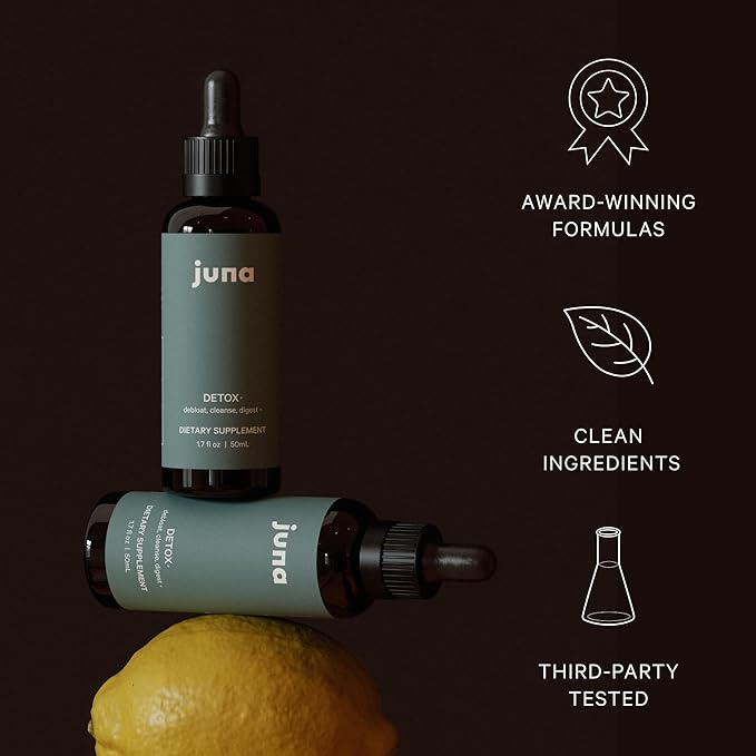 Juna Chlorophyll Liquid Drops (2-Pack) - 3X Potency Concentration - Detox Debloat Cleanse Internal Deodorant Energy &amp Cellular Support Supplement - Fresh Minty Lemon Taste