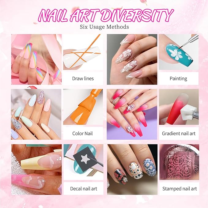 24 Colors Ombre Gel Nail Polish SetOmbre Pigment for NailsGradient Painting Gel with 100Pcs Nail Sponges for 3D Gels Nail Art can be Painted in Salon or Home Use
