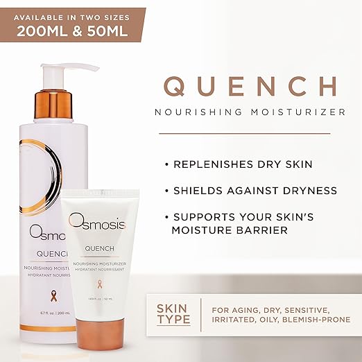 OSMOSIS QUENCH Daily Hydrating Facial Moisturizer Face Lotion with Jojoba Oil Shea Butter and Hyaluronic Acid For Dry To Normal Skin