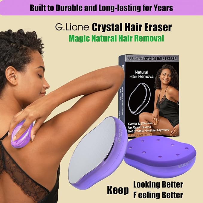 Crystal Hair EraserUpgraded Painless Crystal Hair RemoverEffective Nano Glass Hair Removal Device and Skin ExfoliationBody Epilator for Women and Men(Violet)