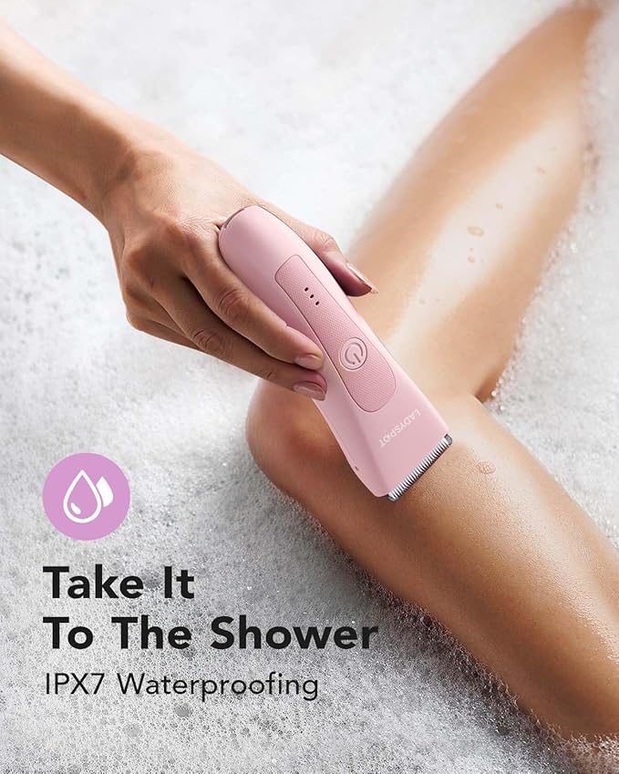 MANSPOT LADYSPOT??Hair Finishing Trimmers with 3 Guard and Replaceable Ceramic Blade Heads LADYSPOT??Hair Shaver Kit Sets (Women-Pink-Version)