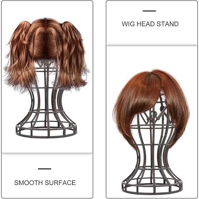 DOITOOL 2Pcs Portable Wig Head Stand Display Holder for Hair Styling and Salon Use Lightweight Plastic Wig Stand Hats Headdress and Travel Storage