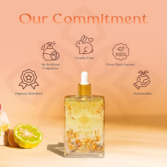 SAFA Citruse Oil for Face Hair Nail with Vitamin C E &amp A for Scars Stretch Marks - Orange Body Oil Fragrance - After Shower Body Oil - All Skin Types Non Comedogenic - 4 Fl Oz