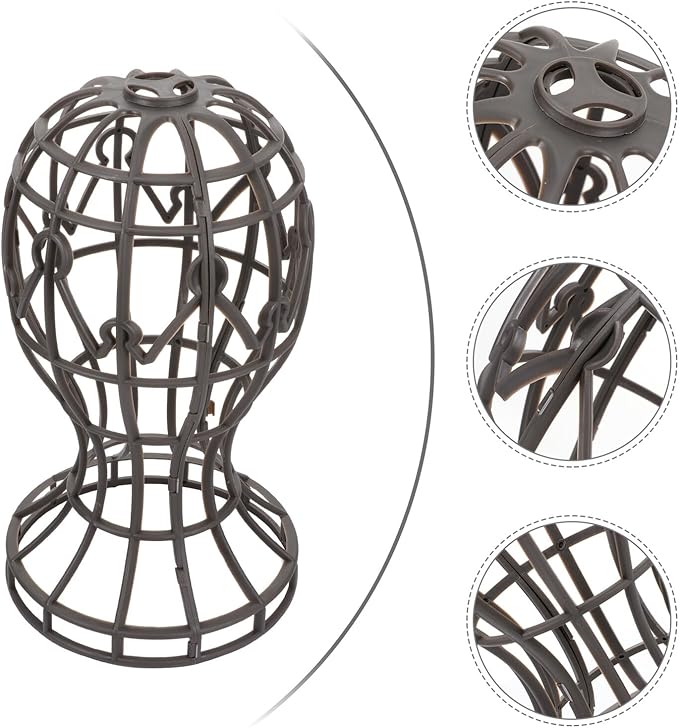 2Pcs Portable Wig Head Stand Holder Gray Plastic Multi-purpose Display for Hair Styling Wig Making Hat and Glasses Display Beauty Accessory for Salon and Home Use