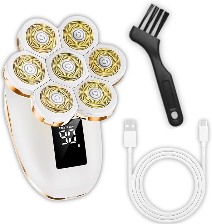 Amazing Women's Electric Shavers 7D Presents for Women Water-Resistant (Gold) Free and Simple Leg Hair Removal Cordless Electric Shaver with Detachable Head