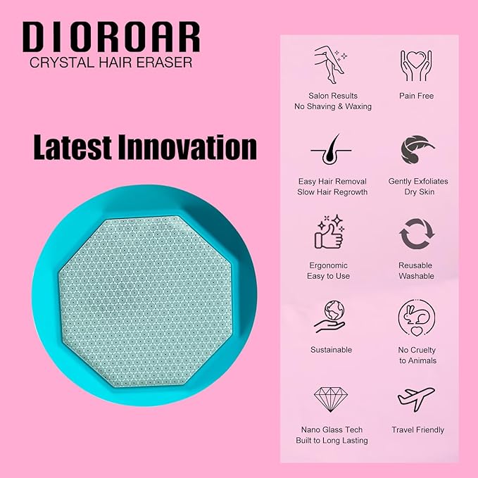 Crystal Hair Eraser for WomenUpgraded Painless Crystal Hair Remover DiamondEffective Nano Glass Hair Removal Stone Exfoliation without ShaverNatural Epilator for Silky Skin(Ocean Blue)
