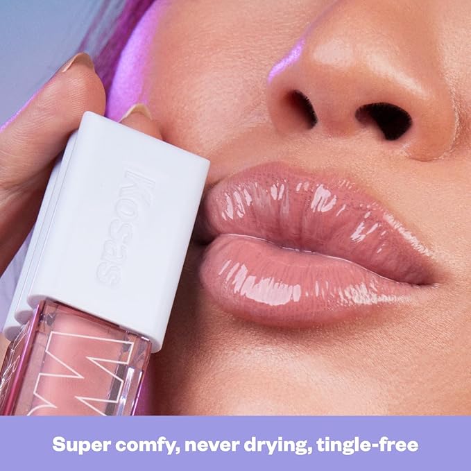 Kosas Wet Lip Oil Gloss - Hydrating Lip Plumping Treatment with Hyaluronic Acid &amp Peptides Non-Sticky Finish (Unhooked)