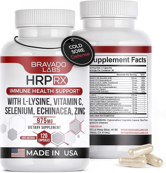 L-Lysine 250mg Capsules ? Immune &amp Cold Sore Support ? Vegan Non-GMO Allergen-Free 3rd-Party Tested Lisina 1000 mg Organica - Made in USA