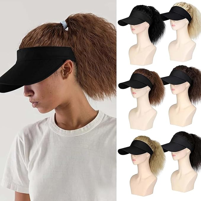 Women's Baseball Hat Wig Visor Hat Wig Wool Short Curly Hair Wig Ponytail Braid Wavy Wig Synthetic Hair Extensions