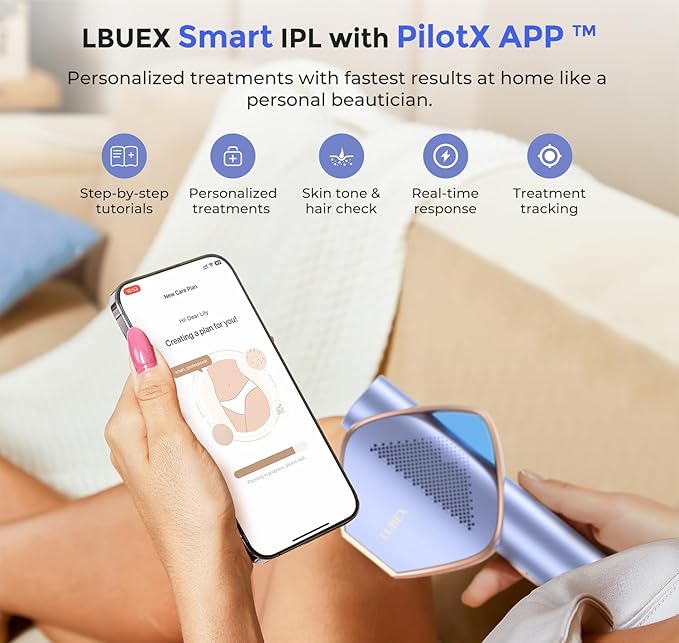LUBEX Smart Permanent IPL Laser Hair Removal for Woman and Men Painless Sapphire Ice-Cooling Alternative to Salon Bikini Shaver Facial Epilator for Armpits Back Legs Arms Face Bikini Glow 6 A+