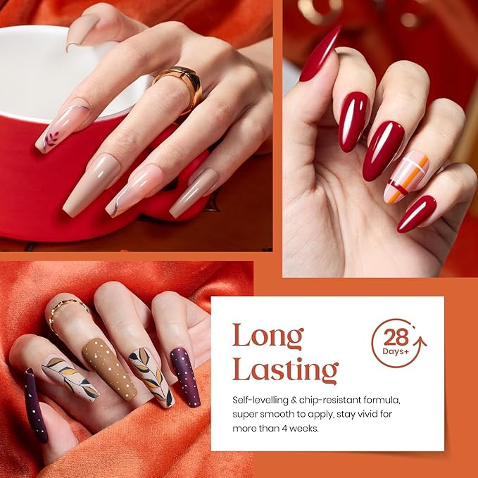 beetles Gel Polish Cozy Campfire Shade Collection - Fall Nail Fest Fall Gel Nail Polish Set 20 Colors Autumn Orange Yellow Green Brown Red Shades UV LED Cured Soak Off DIY Manicure Gift for Girl