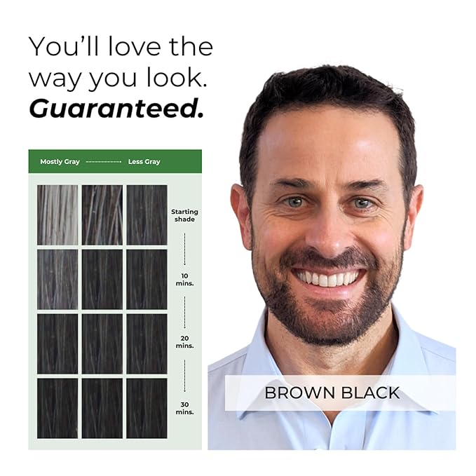 Simpler Hair Color for Men Kit for Full Gray Coverage - Brown Black Hair Dye Foam for Men w/Aloe Vera Avocado Oil &amp More - Effortless 100% Gray Hair Coverage and Beard Dye