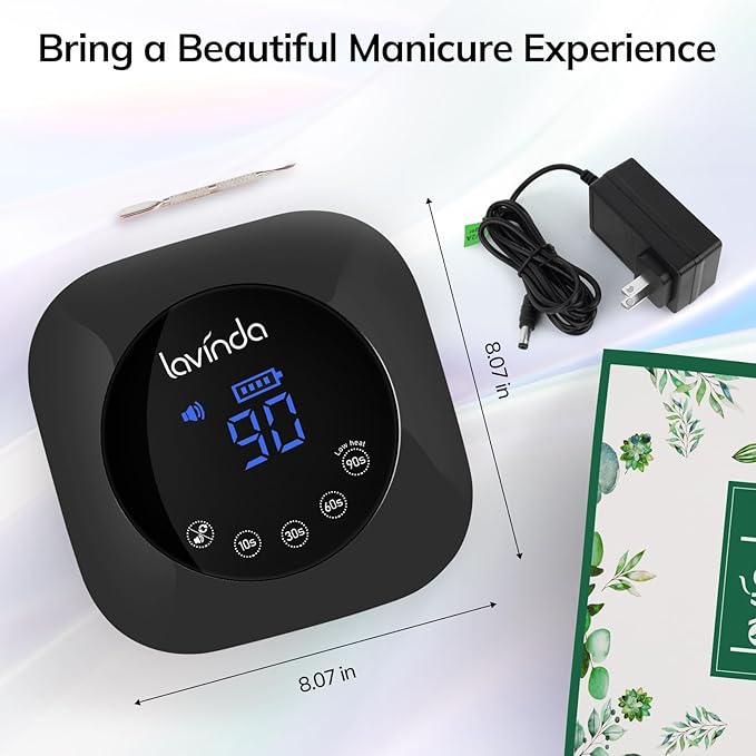 UV Light for Nails Lavinda UV Nail Lamp 54W Rechargeable Nail Dryer Gel Polish Light with Large Touch Display Professional Fast Curing Lamp with 4 Timer Setting Auto Sensor for Salon &amp Home
