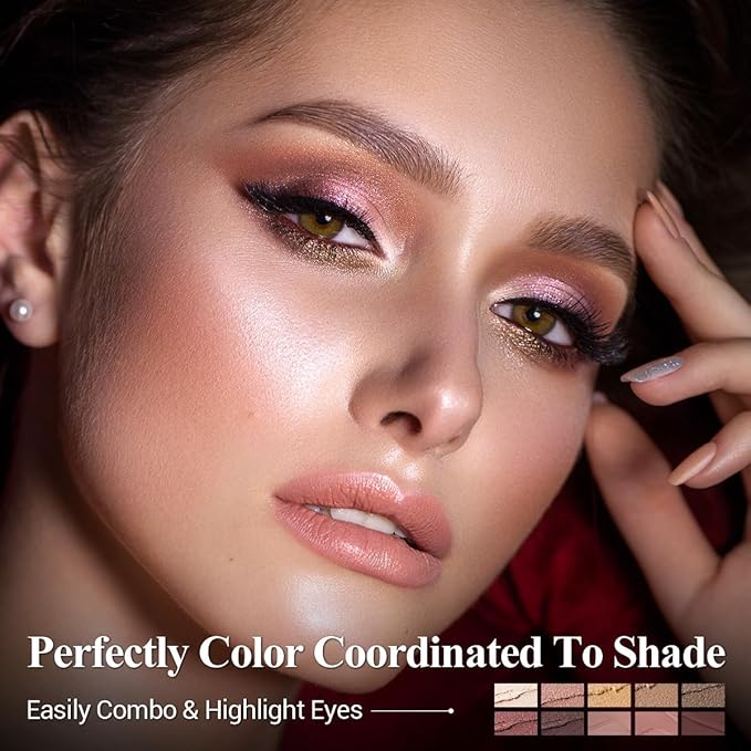 Brown Eyeshadow Stick Makeup Set 10PCS Neutral Shimmer And Matte Cream Eye Shadow Palette Metallic Bronze Smoky Eyeliner Brightener Crayon Pencil Kit Ideal Gift for Women -Espresso