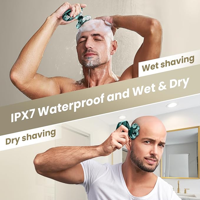 SHPAVVER Head Shavers for Bald Men: 7D Detachable Bald Shavers- IPX7 Waterproof Wet Dry Electric Razor for Balder-LED Display Type C Charger