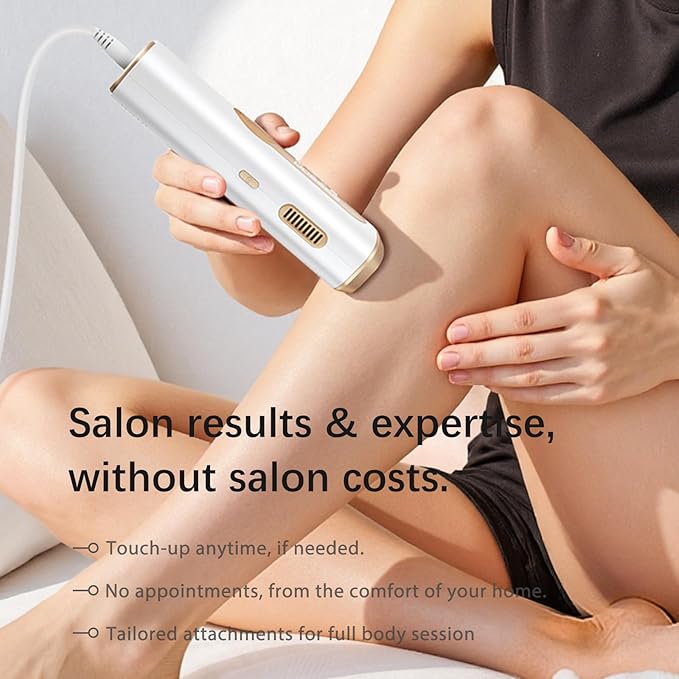 Laser Hair Removal IPL Laser Hair Removal Device for Women &amp Men Safe at-Home Nearly Painless 45°F Ice-Cooling Contact Long-Lasting Result for Full Body &amp Face Off-White