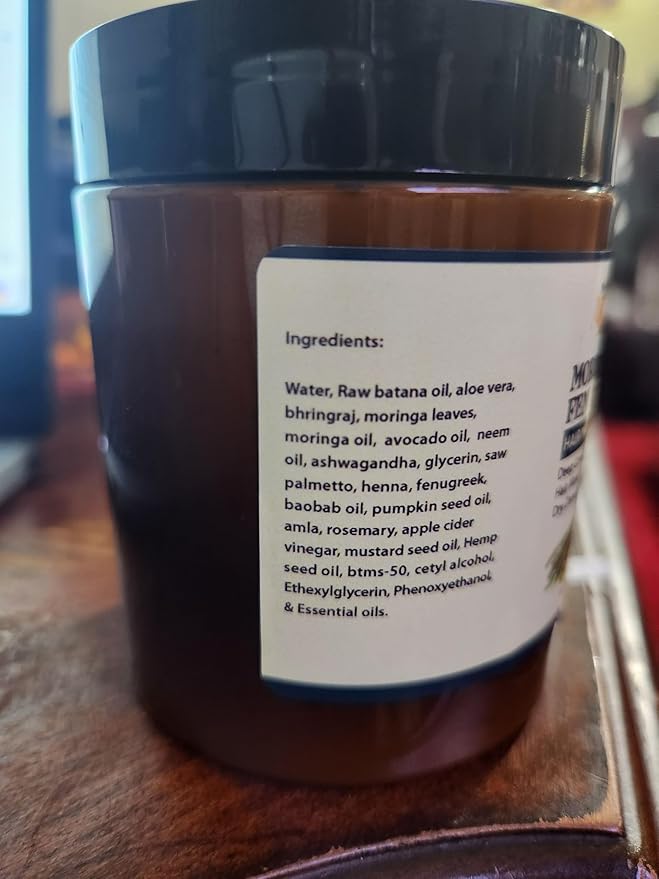 MORINGA &amp FENUGREEK HAIR MASK- HAIR treatment masque- Conditioner for Dry or Damaged Hair &amp dandruff (8 Ounces)