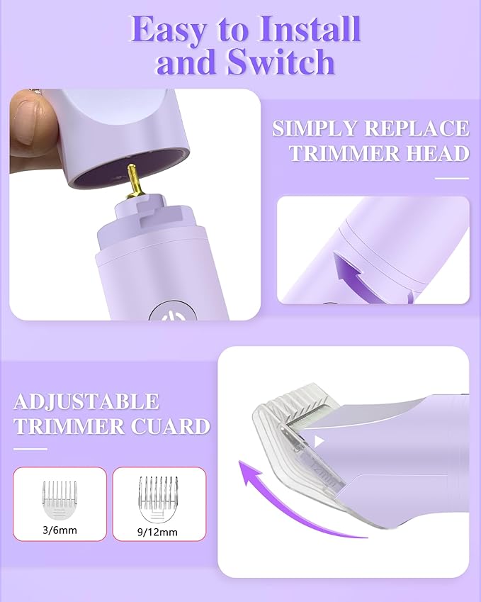 Bikini Trimmer for Women Electric Razor for Pubic Hair 3-in-1 Bikini Shaver for Legs Body Hair Womens Electric Razor IPX6 Waterproof Gifts for WomenPurple