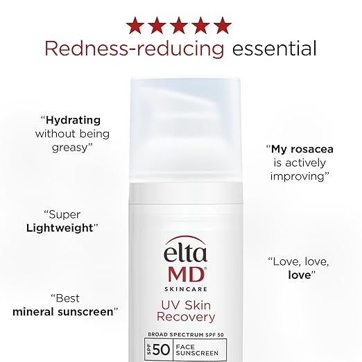 EltaMD UV Skin Recovery Face Sunscreen with Zinc Oxide All Mineral Safe for Sensitive Skin SPF 50